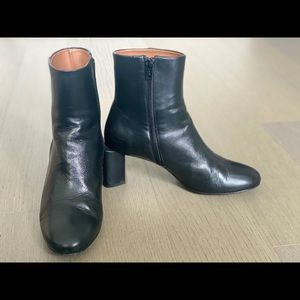 COS Ankle Boot Block Heel, Black Leather, Size 6